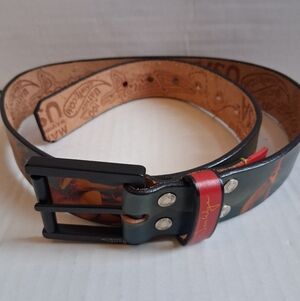 Jon Wye Leather 'Dinosaurs Making Toast' Belt Sz S 28"-35" Waist
